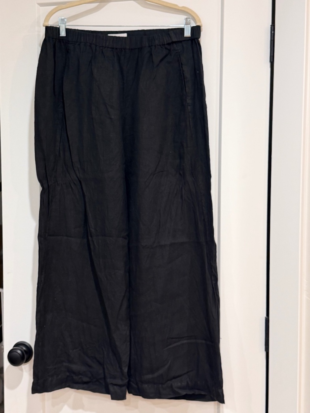 VELVET by Graham & Spencer Black Wide Leg Linen Pants from Anthropologie XL